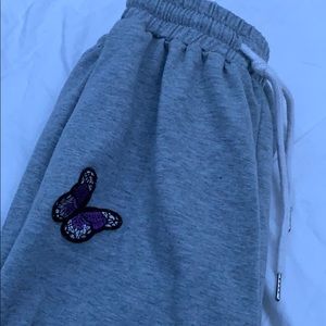 grey embroidery sweatpants